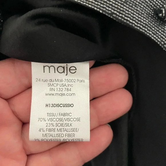 Maje black metallic button down collar blouse - Picture 7 of 9